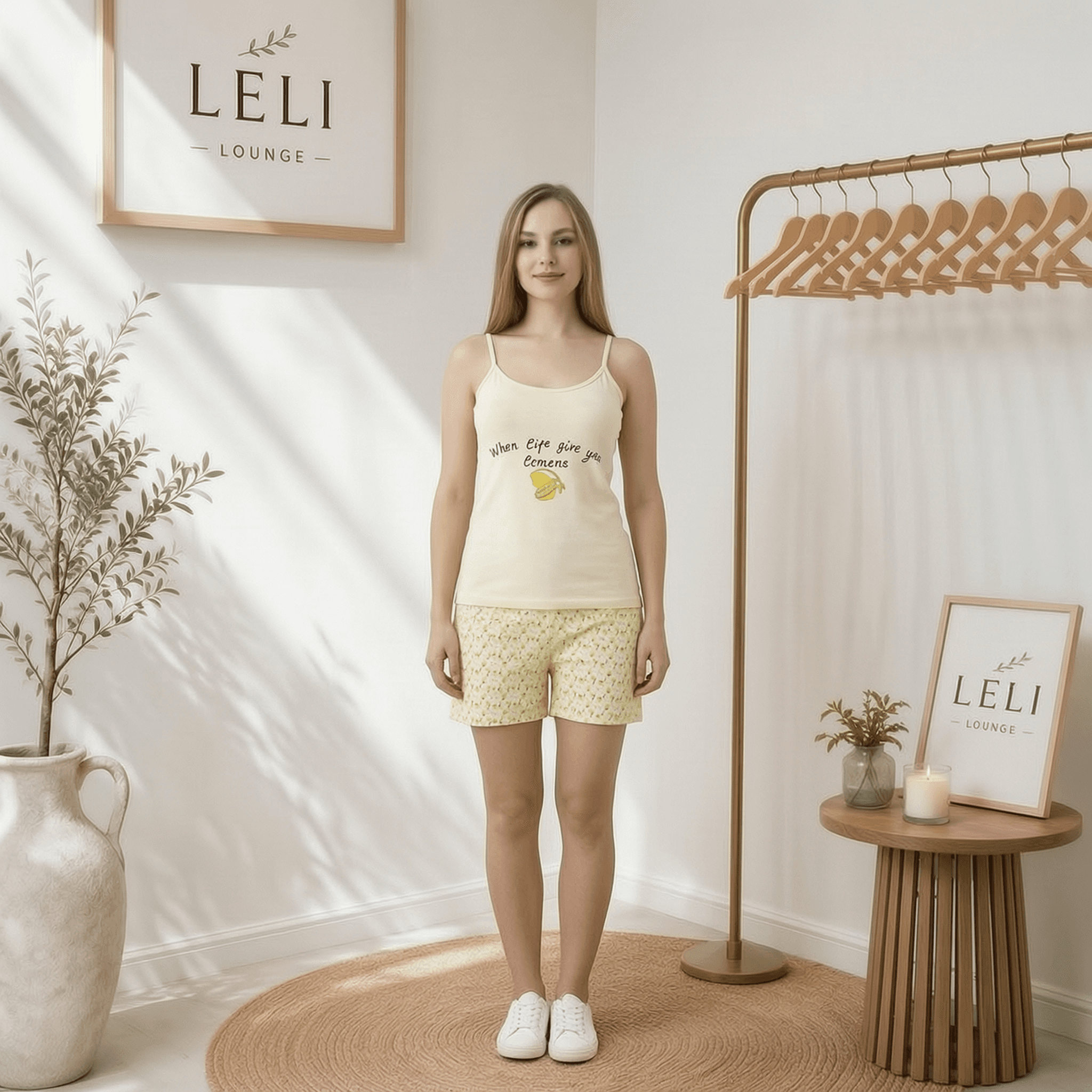 Limon sarısı pijama takımı galeri gorseli 2